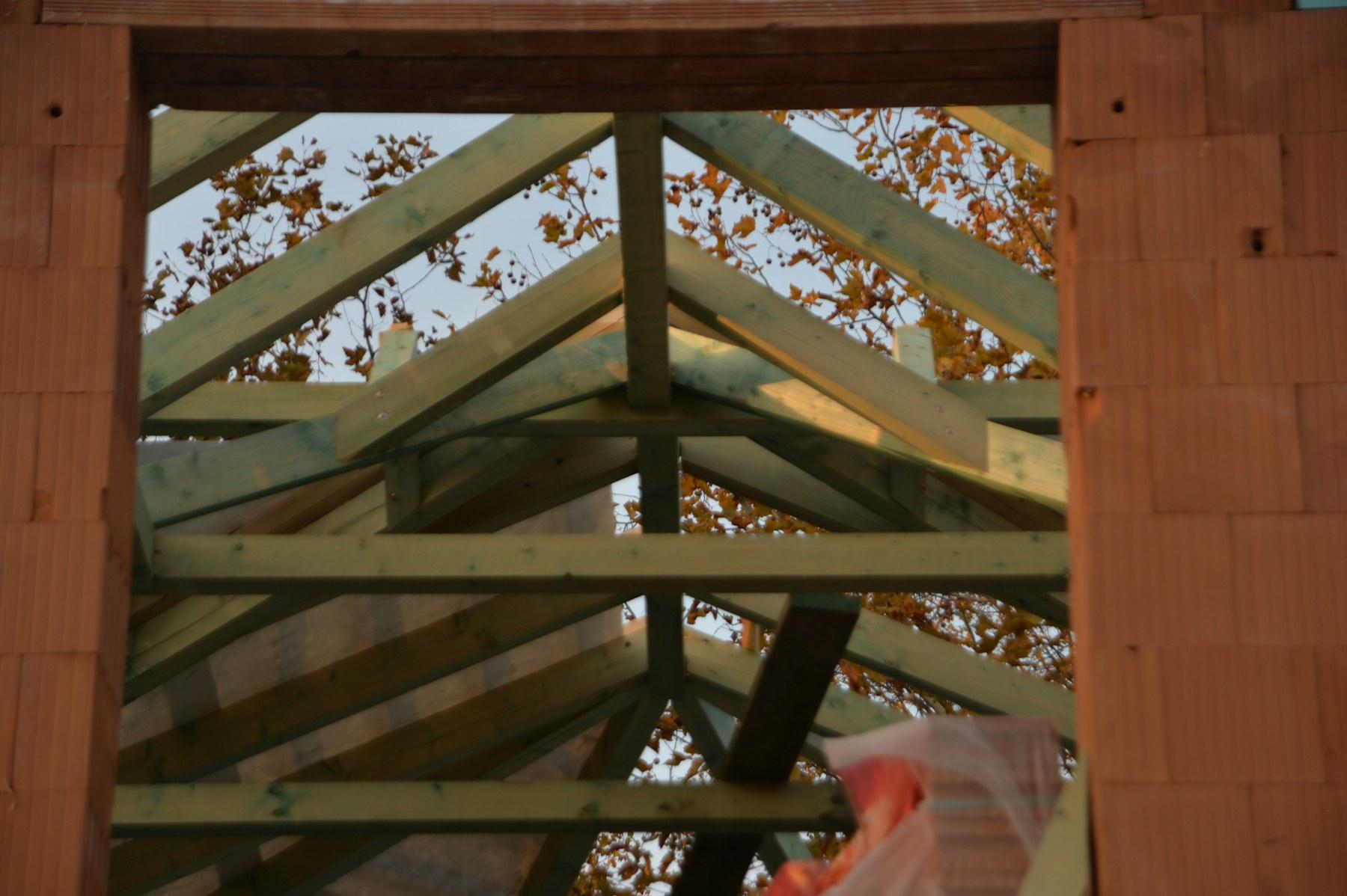 Timber framing on a building under construction
